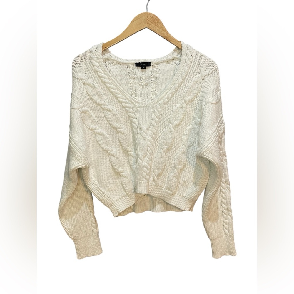 J.Crew V-neck Cable-Knit Summer
Sweater White Cropped Chunky Knit